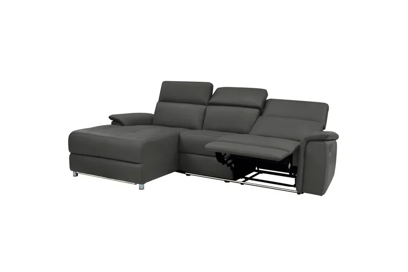 Hörnsoffa 3-sits Pareli Svart, PU, Vänster Elektrisk Fåtölj - Svart, PU, Vänster Elektrisk Fåtölj - Möbler - Soffa - Skinnsoffor