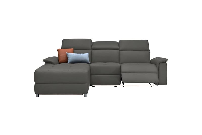 Hörnsoffa 3-sits Pareli Grå, Läder/PU, Vänster Manuell Fåtölj - Grå, Läder/PU, Vänster Manuell Fåtölj - Möbler - Soffa - Skinnsoffor