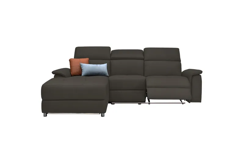 Hörnsoffa 3-sits Pareli Brun, Läder/PU, Vänster Manuell Fåtölj - Brun, Läder/PU, Vänster Manuell Fåtölj - Möbler - Soffa - Skinnsoffor