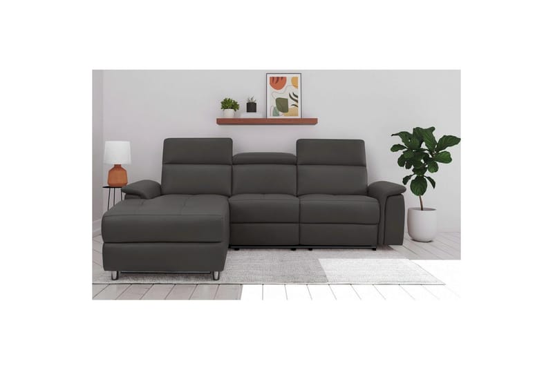 Hörnsoffa 3-sits Pareli Brun, PU, Vänster Elektrisk Fåtölj - Brun, PU, Vänster Elektrisk Fåtölj - Möbler - Soffa - Skinnsoffor