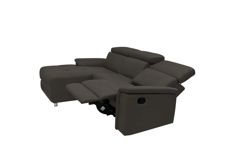 Hörnsoffa 3-sits Pareli Brun, Läder/PU, Vänster Manuell Fåtölj - Brun, Läder/PU, Vänster Manuell Fåtölj - Möbler - Soffa - Skinnsoffor