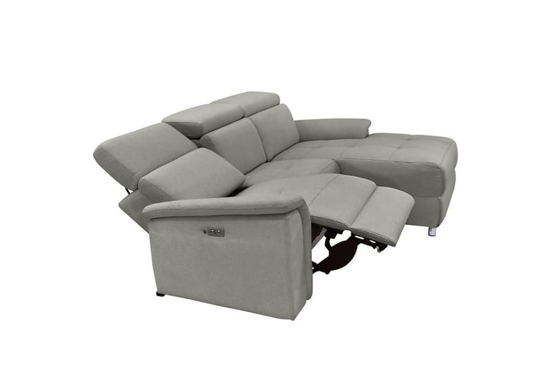 Hörnsoffa 3-sits Pareli Grå, Sunday tyg, Höger elektrisk vilstol - Grå, Sunday tyg, Höger elektrisk vilstol - Möbler - Soffa - Biosoffa & reclinersoffa