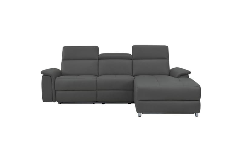 Hörnsoffa 3-sits Pareli Grå, Läder/PU, Höger manuell vilstol - Grå, Läder/PU, Höger manuell vilstol - Möbler - Soffa - Skinnsoffor