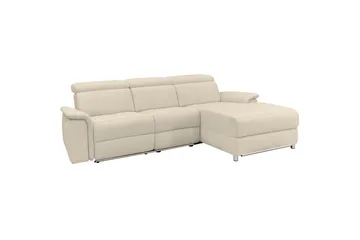 Hörnsoffa 3-sits Pareli Vit, Sunday tyg, Höger manuell vilstol