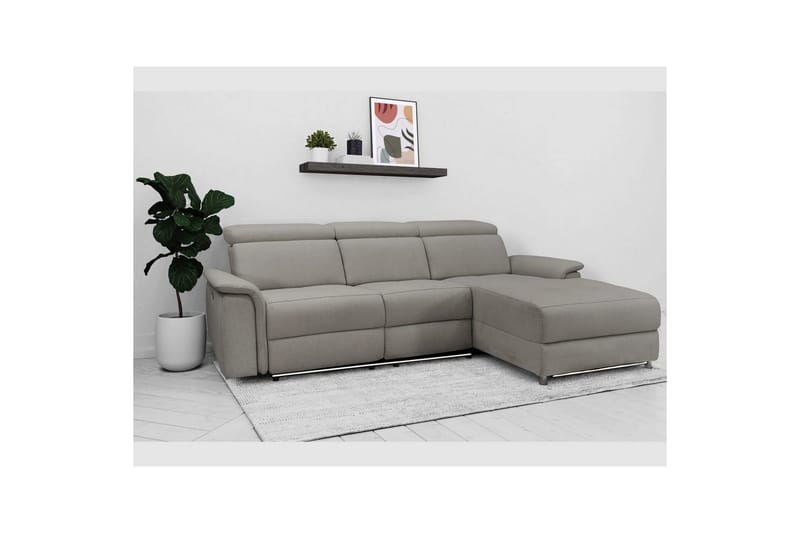 Hörnsoffa 3-sits Pareli Grå, Sunday tyg, Höger elektrisk vilstol - Grå, Sunday tyg, Höger elektrisk vilstol - Möbler - Soffa - Biosoffa & reclinersoffa