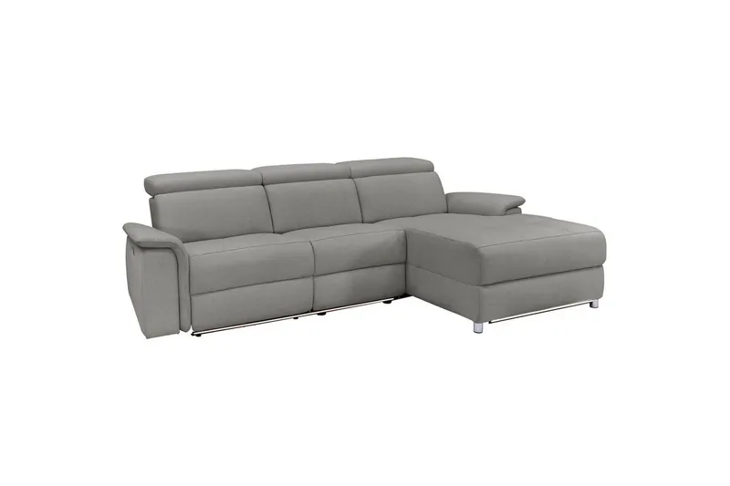 Hörnsoffa 3-sits Pareli Grå, Sunday tyg, Höger manuell vilstol - Grå, Sunday tyg, Höger manuell vilstol - Möbler - Soffa - Biosoffa & reclinersoffa