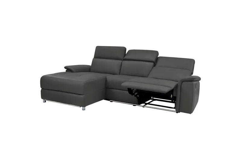 Hörnsoffa 3-sits Pareli Svart, PU, Vänster Elektrisk Fåtölj - Svart, PU, Vänster Elektrisk Fåtölj - Möbler - Soffa - Skinnsoffor