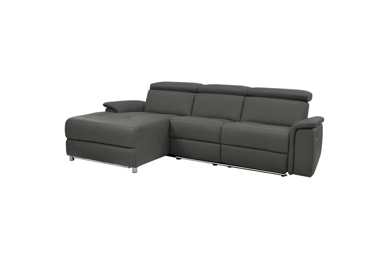 Hörnsoffa 3-sits Pareli Svart, PU, Vänster Elektrisk Fåtölj - Svart, PU, Vänster Elektrisk Fåtölj - Möbler - Soffa - Skinnsoffor