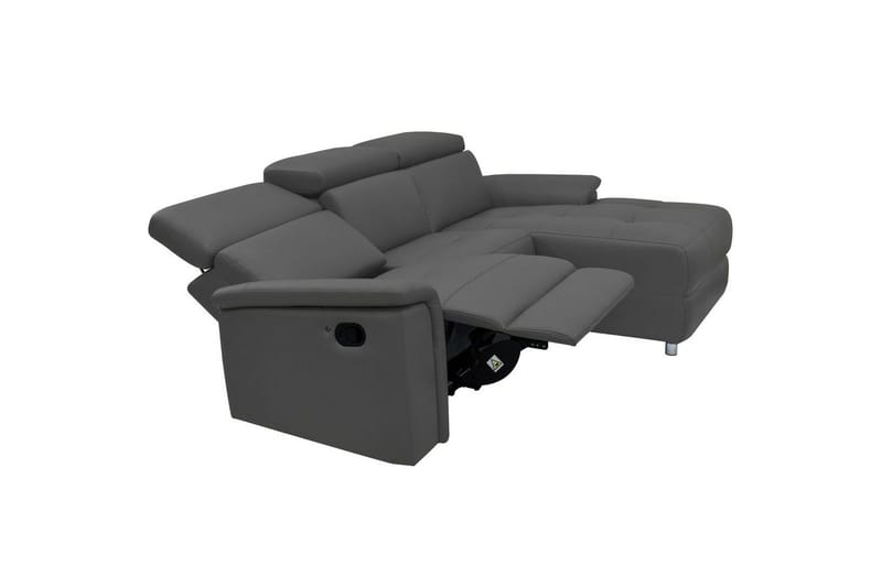 Hörnsoffa 3-sits Pareli Grå, Läder/PU, Höger manuell vilstol - Grå, Läder/PU, Höger manuell vilstol - Möbler - Soffa - Skinnsoffor