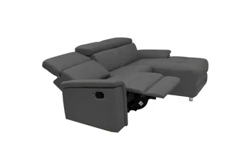 Hörnsoffa 3-sits Pareli Grå, Läder/PU, Höger manuell vilstol - Grå, Läder/PU, Höger manuell vilstol - Möbler - Soffa - Skinnsoffor