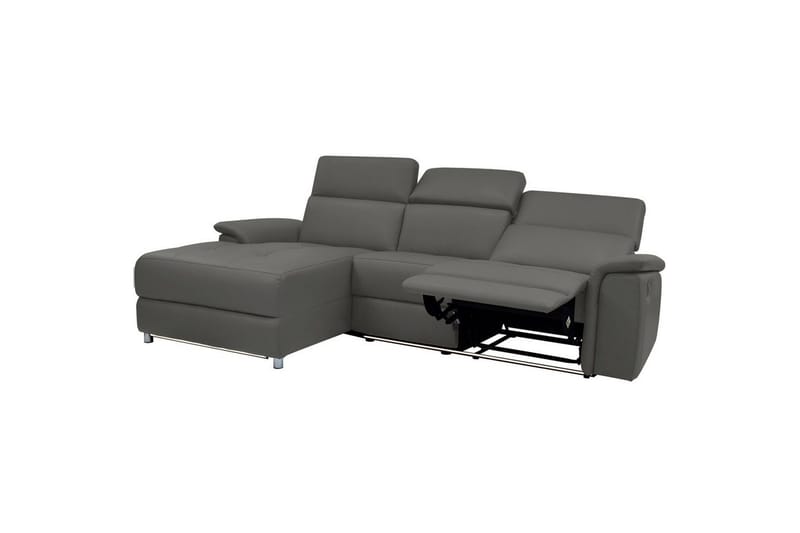 Hörnsoffa 3-sits Pareli Grå, Läder/PU, Vänster Manuell Fåtölj - Grå, Läder/PU, Vänster Manuell Fåtölj - Möbler - Soffa - Skinnsoffor