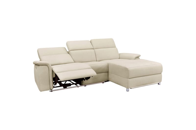 Hörnsoffa 3-sits Pareli Vit, Sand tyg, Höger elektrisk vilstol - Vit, Sand tyg, Höger elektrisk vilstol - Möbler - Soffa - Biosoffa & reclinersoffa