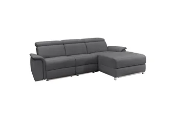 Hörnsoffa 3-sits Pareli Antracit, Sunday tyg, Höger elektrisk vilstol