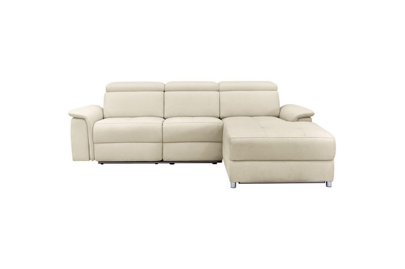 Hörnsoffa 3-sits Pareli Vit, Sand tyg, Höger elektrisk vilstol - Vit, Sand tyg, Höger elektrisk vilstol - Möbler - Soffa - Biosoffa & reclinersoffa