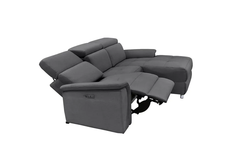 Hörnsoffa 3-sits Pareli Antracit, Sunday tyg, Höger manuell vilstol - Antracit, Sunday tyg, Höger manuell vilstol - Möbler - Soffa - Biosoffa & reclinersoffa