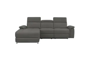 Hörnsoffa 3-sits Pareli Grå, Läder/PU, Vänster Manuell Fåtölj - Grå, Läder/PU, Vänster Manuell Fåtölj - Möbler - Soffa - Skinnsoffor