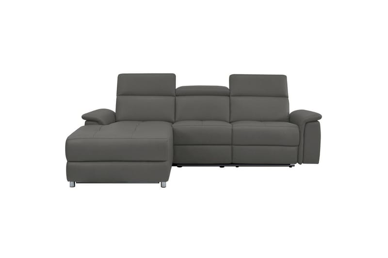 Hörnsoffa 3-sits Pareli Grå, Läder/PU, Vänster Manuell Fåtölj - Grå, Läder/PU, Vänster Manuell Fåtölj - Möbler - Soffa - Skinnsoffor