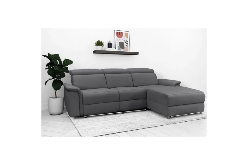 Hörnsoffa 3-sits Pareli Antracit, Sunday tyg, Höger elektrisk vilstol - Antracit, Sunday tyg, Höger elektrisk vilstol - Möbler - Soffa - Biosoffa & reclinersoffa