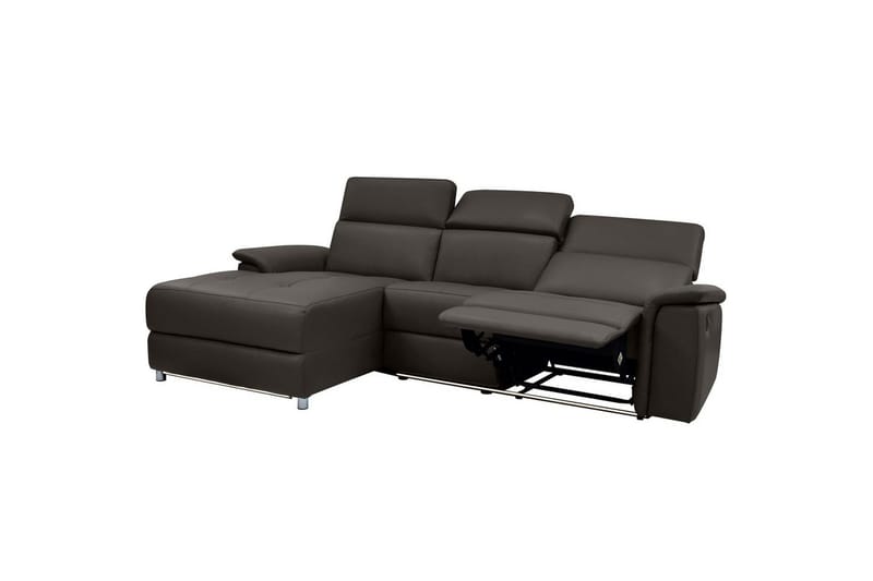 Hörnsoffa 3-sits Pareli Brun, Läder/PU, Vänster Elektrisk Fåtölj - Brun, Läder/PU, Vänster Elektrisk Fåtölj - Möbler - Soffa - Skinnsoffor