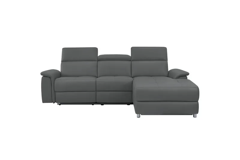 Hörnsoffa 3-sits Pareli Grå, Läder/PU, Höger elektrisk vilstol - Grå, Läder/PU, Höger elektrisk vilstol - Möbler - Soffa - Skinnsoffor