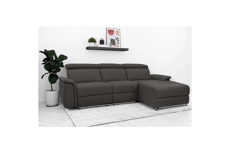 Hörnsoffa 3-sits Pareli Brun, PU, Höger elektrisk vilstol - Brun, PU, Höger elektrisk vilstol - Möbler - Soffa - Biosoffa & reclinersoffa