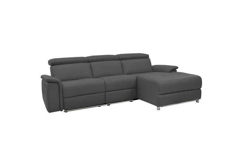 Hörnsoffa 3-sits Pareli Grå, Läder/PU, Höger manuell vilstol - Grå, Läder/PU, Höger manuell vilstol - Möbler - Soffa - Biosoffa & reclinersoffa