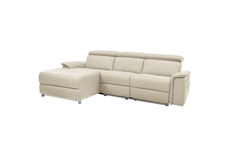 Hörnsoffa 3-sits Pareli Vit, Sand tyg, Vänster Elektrisk Fåtölj - Vit, Sand tyg, Vänster Elektrisk Fåtölj - Möbler - Soffa - Biosoffa & reclinersoffa