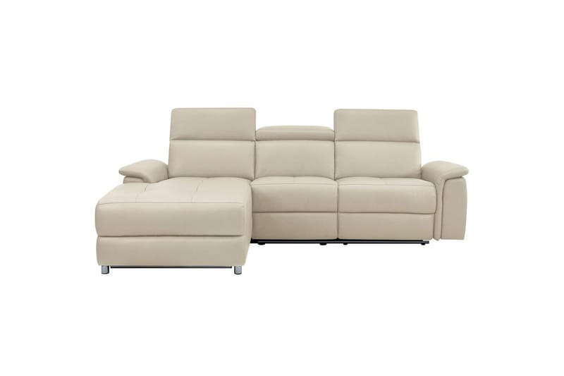 Hörnsoffa 3-sits Pareli Vit, Sand tyg, Vänster Elektrisk Fåtölj - Vit, Sand tyg, Vänster Elektrisk Fåtölj - Möbler - Soffa - Biosoffa & reclinersoffa