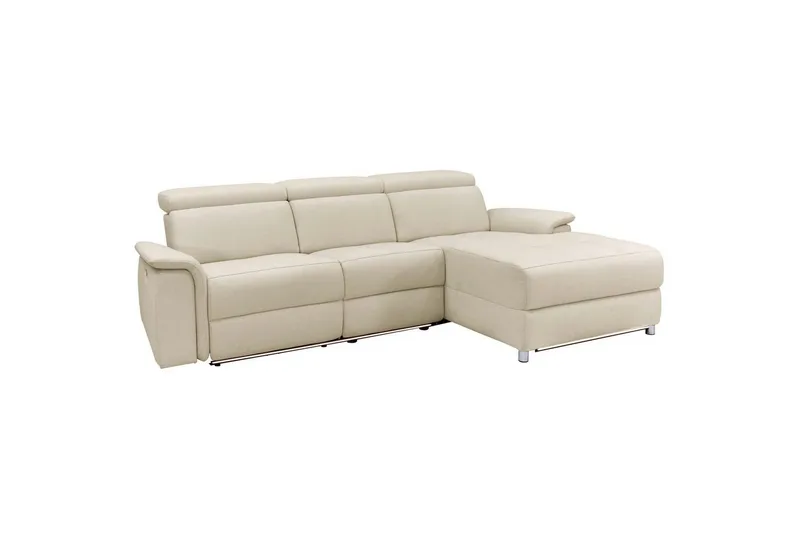 Hörnsoffa 3-sits Pareli Vit, Sand tyg, Höger elektrisk vilstol - Vit, Sand tyg, Höger elektrisk vilstol - Möbler - Soffa - Biosoffa & reclinersoffa