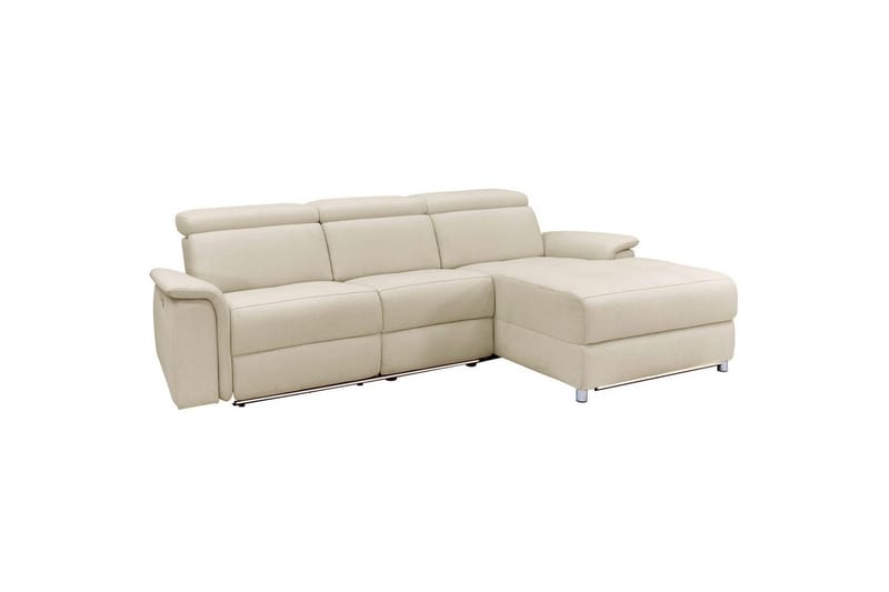 Hörnsoffa 3-sits Pareli Vit, Sand tyg, Höger elektrisk vilstol, Vit, Sand tyg, Höger elektrisk vilstol