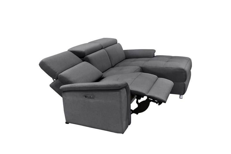 Hörnsoffa 3-sits Pareli Antracit, Sunday tyg, Höger elektrisk vilstol - Antracit, Sunday tyg, Höger elektrisk vilstol - Möbler - Soffa - Biosoffa & reclinersoffa