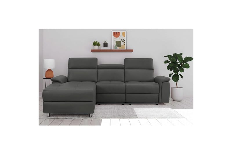 Hörnsoffa 3-sits Pareli Svart, PU, Vänster Elektrisk Fåtölj - Svart, PU, Vänster Elektrisk Fåtölj - Möbler - Soffa - Skinnsoffor