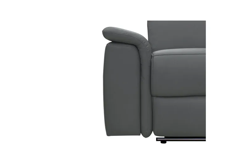 Hörnsoffa 3-sits Pareli Grå, Läder/PU, Höger elektrisk vilstol - Grå, Läder/PU, Höger elektrisk vilstol - Möbler - Soffa - Skinnsoffor