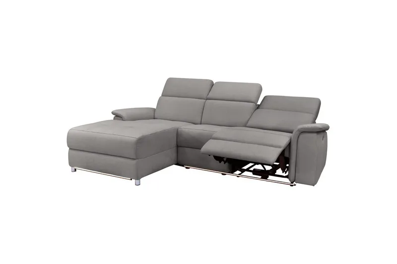 Hörnsoffa 3-sits Pareli Grå, Sunday tyg, Vänster Manuell Fåtölj - Grå, Sunday tyg, Vänster Manuell Fåtölj - Möbler - Soffa - Biosoffa & reclinersoffa