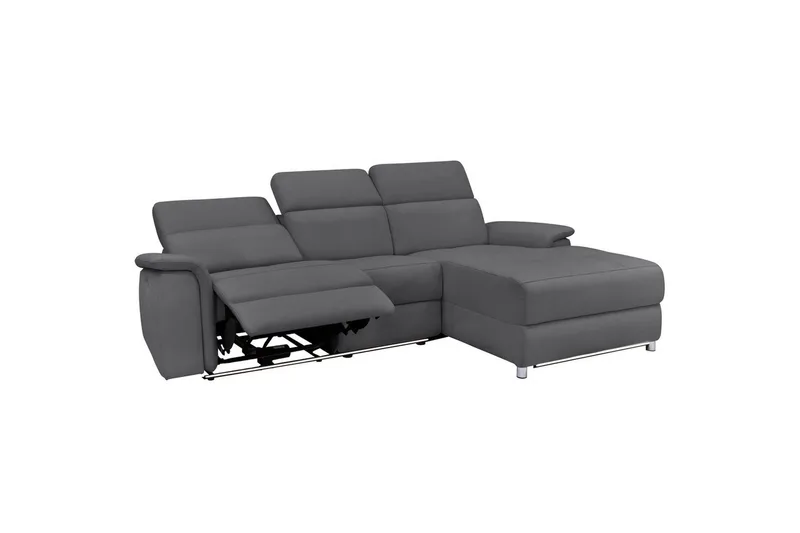 Hörnsoffa 3-sits Pareli Antracit, Sunday tyg, Höger manuell vilstol - Antracit, Sunday tyg, Höger manuell vilstol - Möbler - Soffa - Biosoffa & reclinersoffa