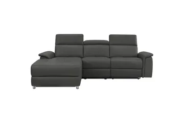 Hörnsoffa 3-sits Pareli Svart, PU, Vänster Elektrisk Fåtölj - Svart, PU, Vänster Elektrisk Fåtölj - Möbler - Soffa - Skinnsoffor