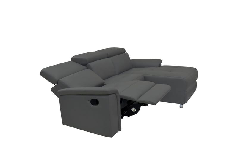 Hörnsoffa 3-sits Pareli Grå, PU, Höger manuell vilstol - Grå, PU, Höger manuell vilstol - Möbler - Soffa - Skinnsoffor