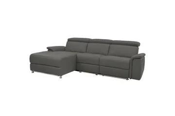 Hörnsoffa 3-sits Pareli Grå, Läder/PU, Vänster Manuell Fåtölj