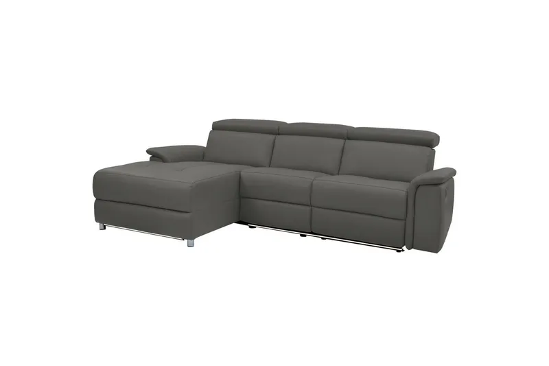 Hörnsoffa 3-sits Pareli Grå, Läder/PU, Vänster Manuell Fåtölj - Grå, Läder/PU, Vänster Manuell Fåtölj - Möbler - Soffa - Skinnsoffor