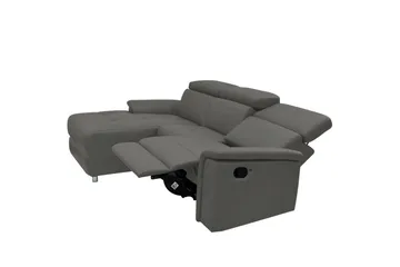Hörnsoffa 3-sits Pareli Grå, Läder/PU, Vänster Manuell Fåtölj - Grå, Läder/PU, Vänster Manuell Fåtölj - Möbler - Soffa - Skinnsoffor
