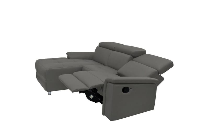 Hörnsoffa 3-sits Pareli Grå, Läder/PU, Vänster Manuell Fåtölj - Grå, Läder/PU, Vänster Manuell Fåtölj - Möbler - Soffa - Skinnsoffor