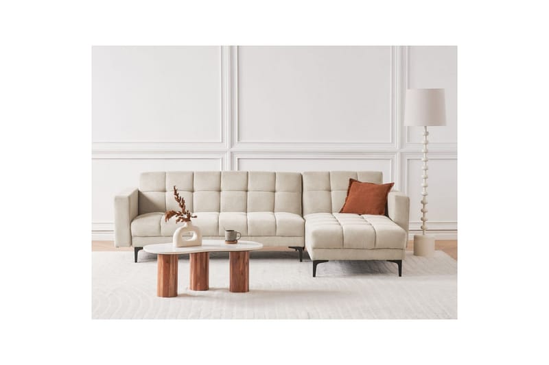 Hörnsoffa Alnes Beige/svart - Beige/svart - Möbler - Soffa - Soffgrupp
