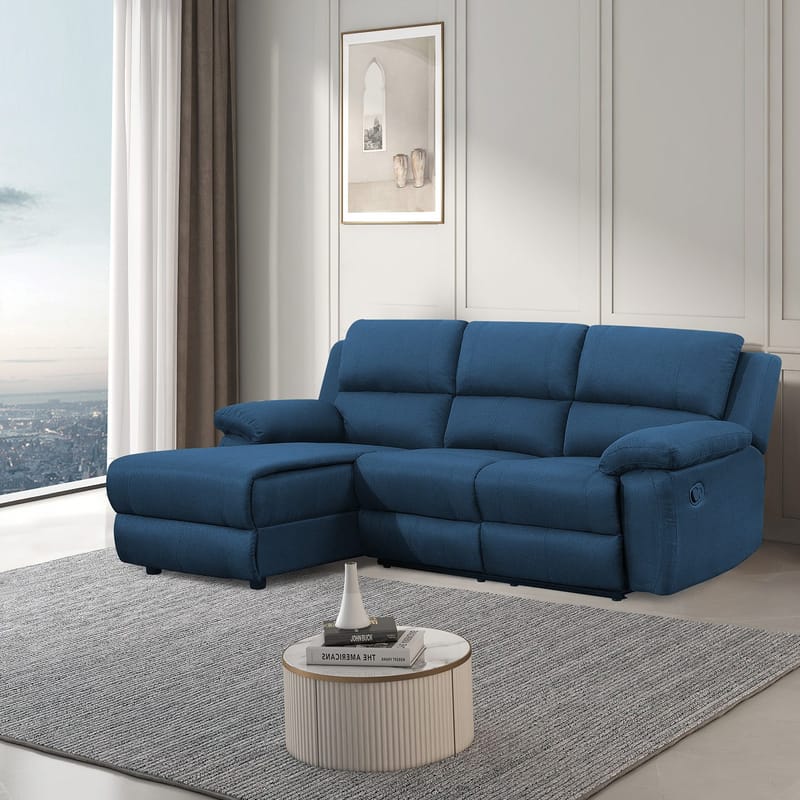 Hörnsoffa BERIT manuell recliner Vänsterhörn - mörkblå - Möbler - Soffa - Biosoffa & reclinersoffa