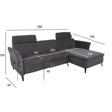 Hörnsoffa Dayton elektrisk recliner Högerhörn - mörkgrå - Möbler - Soffa - Biosoffa & reclinersoffa