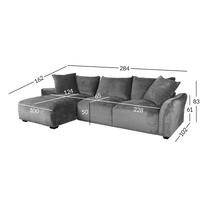 Hörnsoffa Denvi Vänster - Grå - Möbler - Soffa - Divansoffor & schäslongsoffa