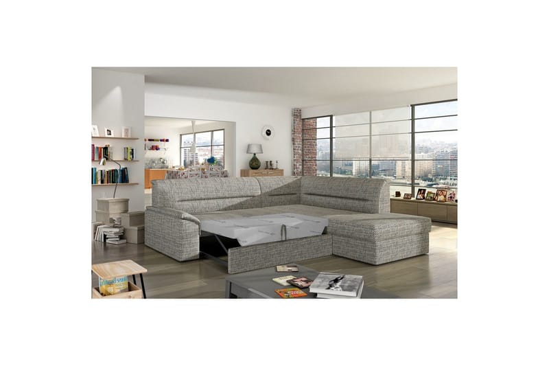 Hörnsoffa Eltap Elano 255x212x90 cm - Berlin 01, Grå, Höger - Möbler - Soffa - Bäddsoffa