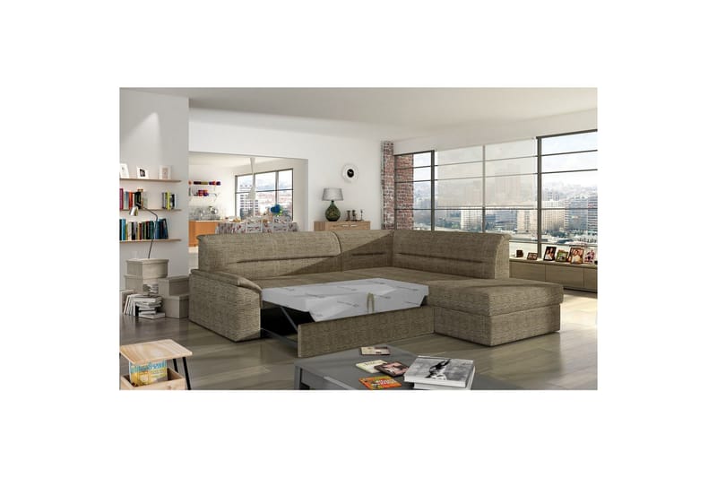 Hörnsoffa Eltap Elano 255x212x90 cm - Berlin 03, Beige, Höger - Möbler - Soffa - Bäddsoffa