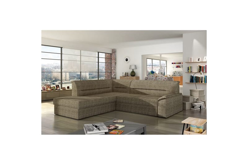 Hörnsoffa Eltap Elano 255x212x90 cm - Berlin 03, Beige, Vänster - Möbler - Soffa - Bäddsoffa