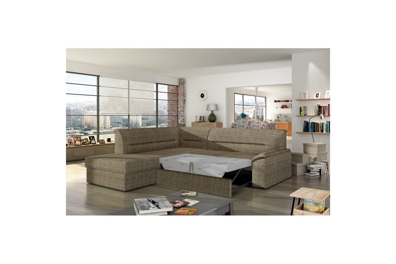 Hörnsoffa Eltap Elano 255x212x90 cm - Berlin 03, Beige, Vänster - Möbler - Soffa - Bäddsoffa