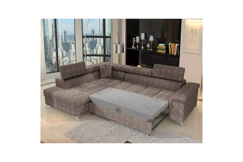 Hörnsoffa Eltap Eridano 275x202x88 cm - Amore 20, Mörk Beige, Vänster - Möbler - Soffa - Bäddsoffa